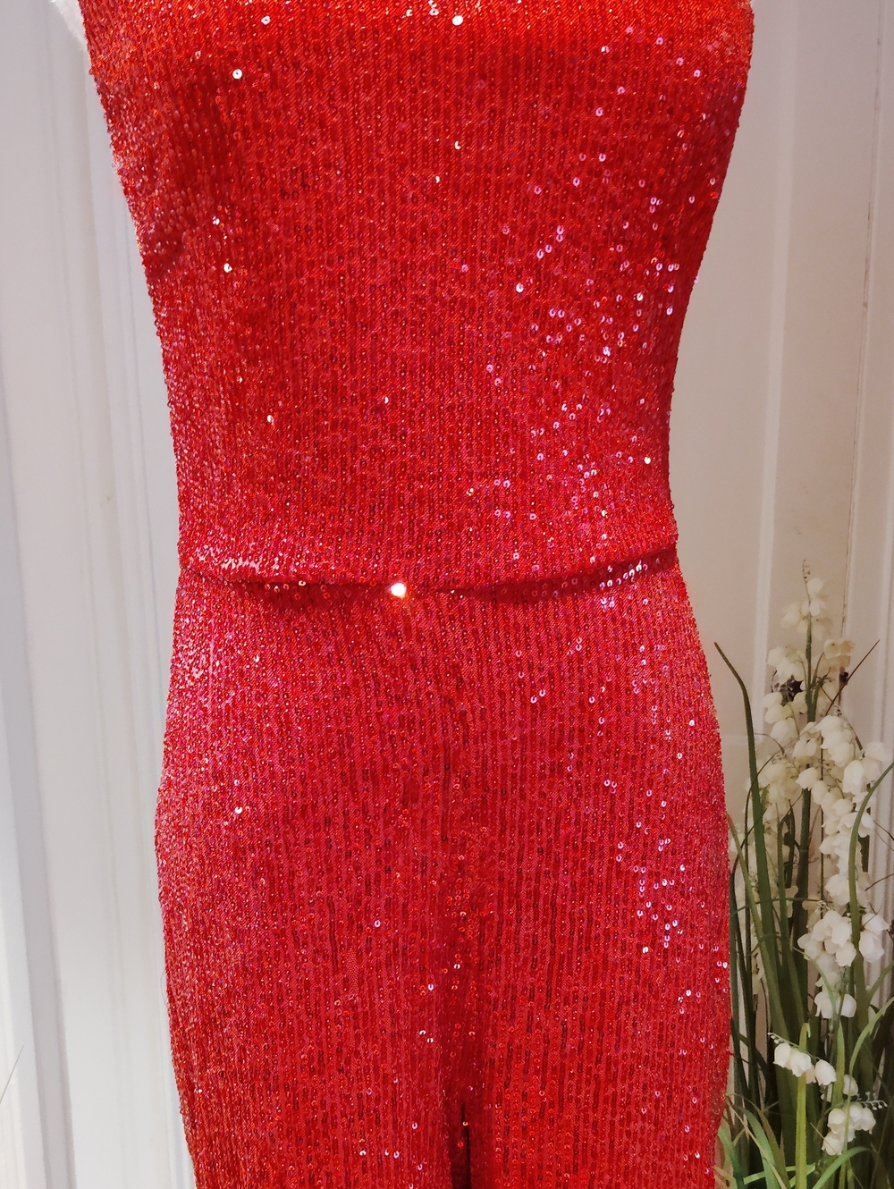 Crystal Sky Sequinned One Shoulder Jumpsuit NEW - Picture 3 of 14